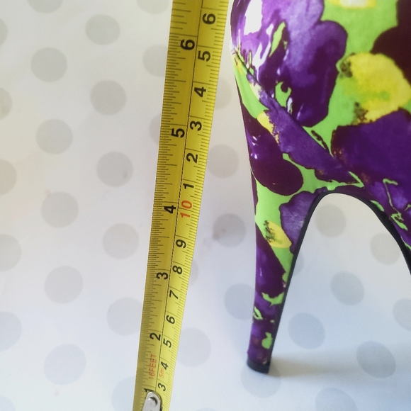 Qupid Floral Summer Closed Toe Stilettos Pump Heel Shoes 6.5 - Picture 5 of 8
